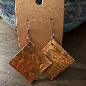 Textured Leather Square Earrings